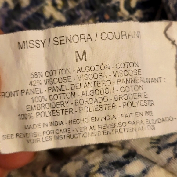 Vintage Lucky Embroidered Front Smocked Waist Peasant Blouse - Picture 6 of 7